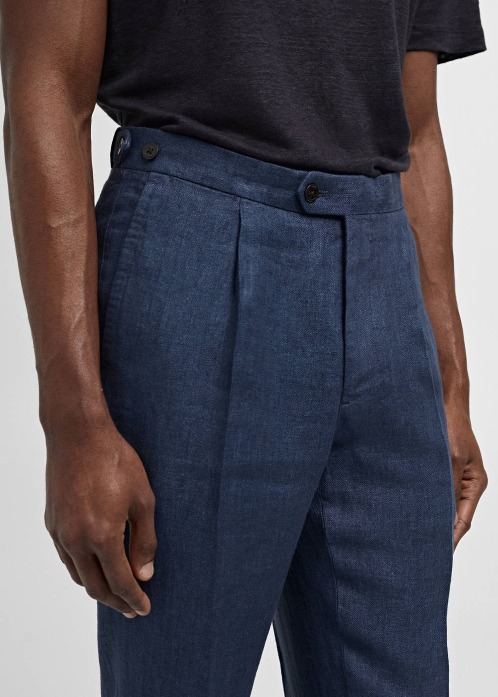 Slim-fit suit pants in 100% herringbone linen - Image 5