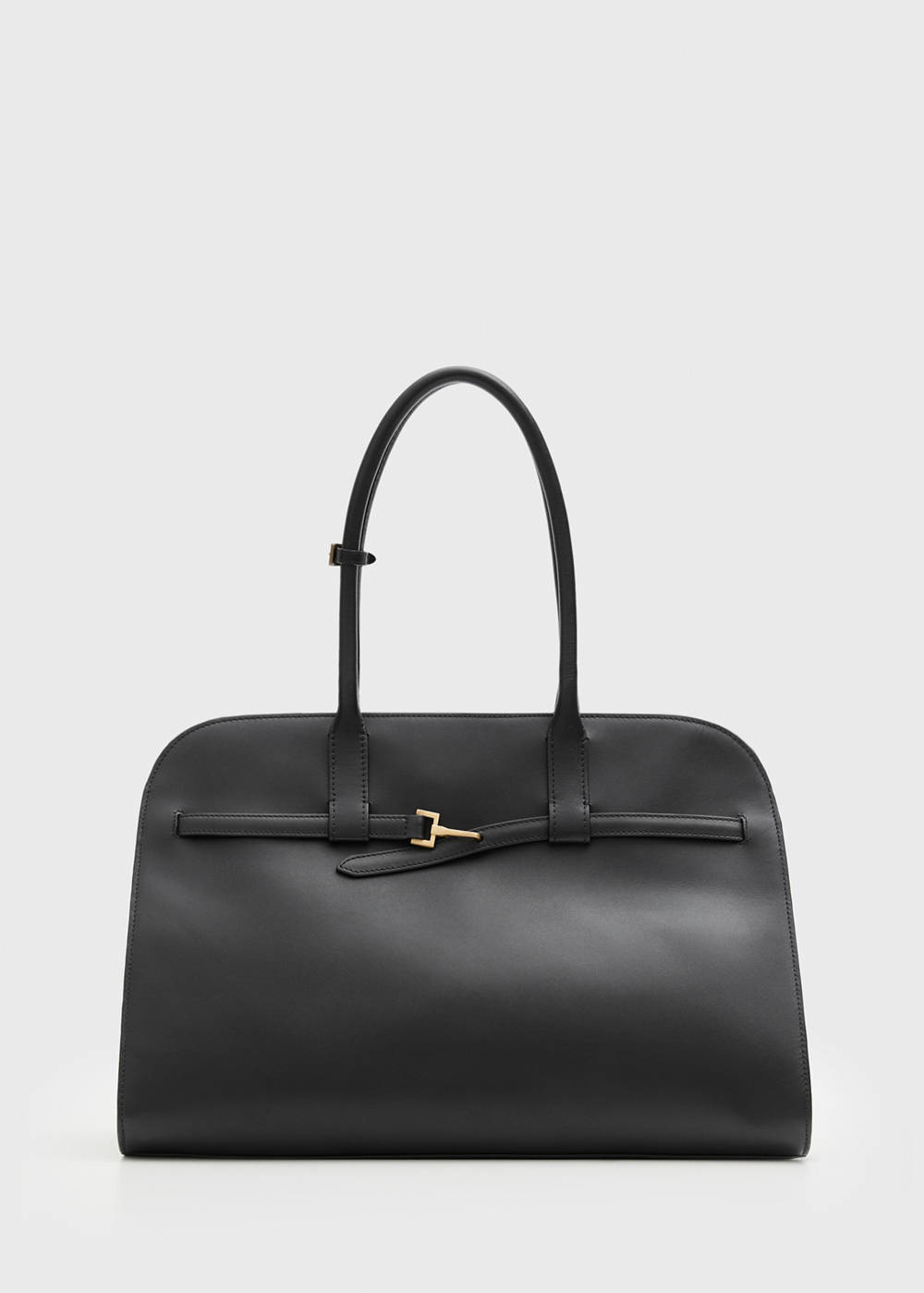 Leather shopper bag with buckle - Image 3