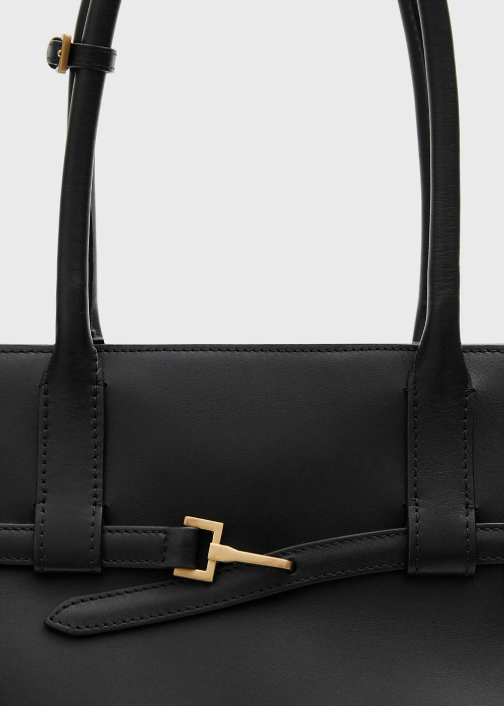 Leather shopper bag with buckle - Image 5