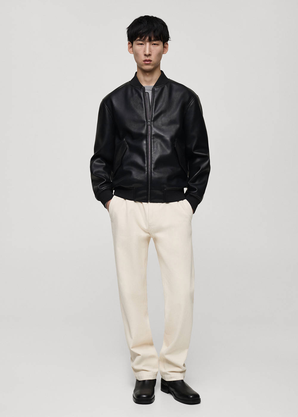 Faux-leather bomber jacket - Image 3