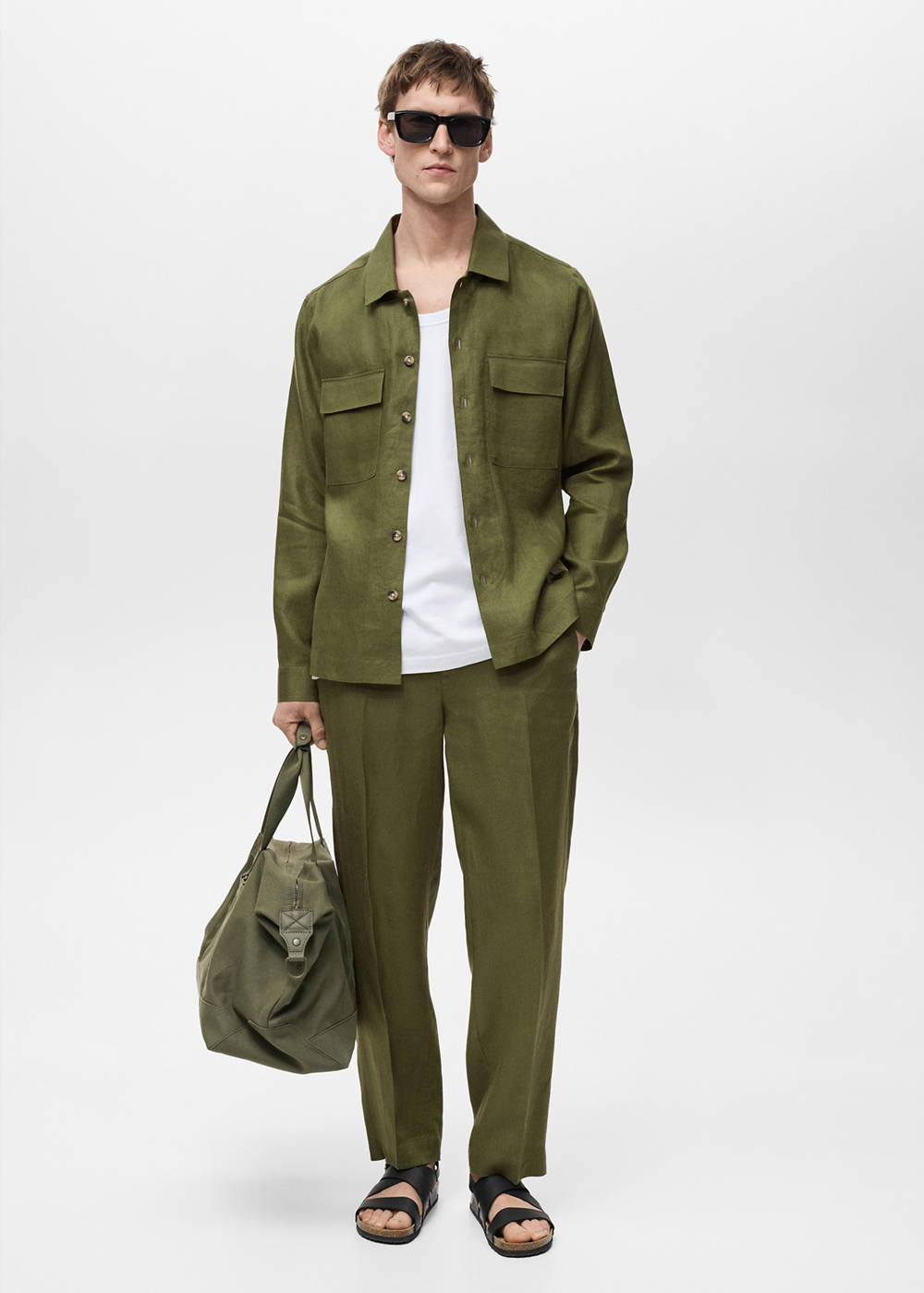 100% linen regular-fit trousers - Image 3