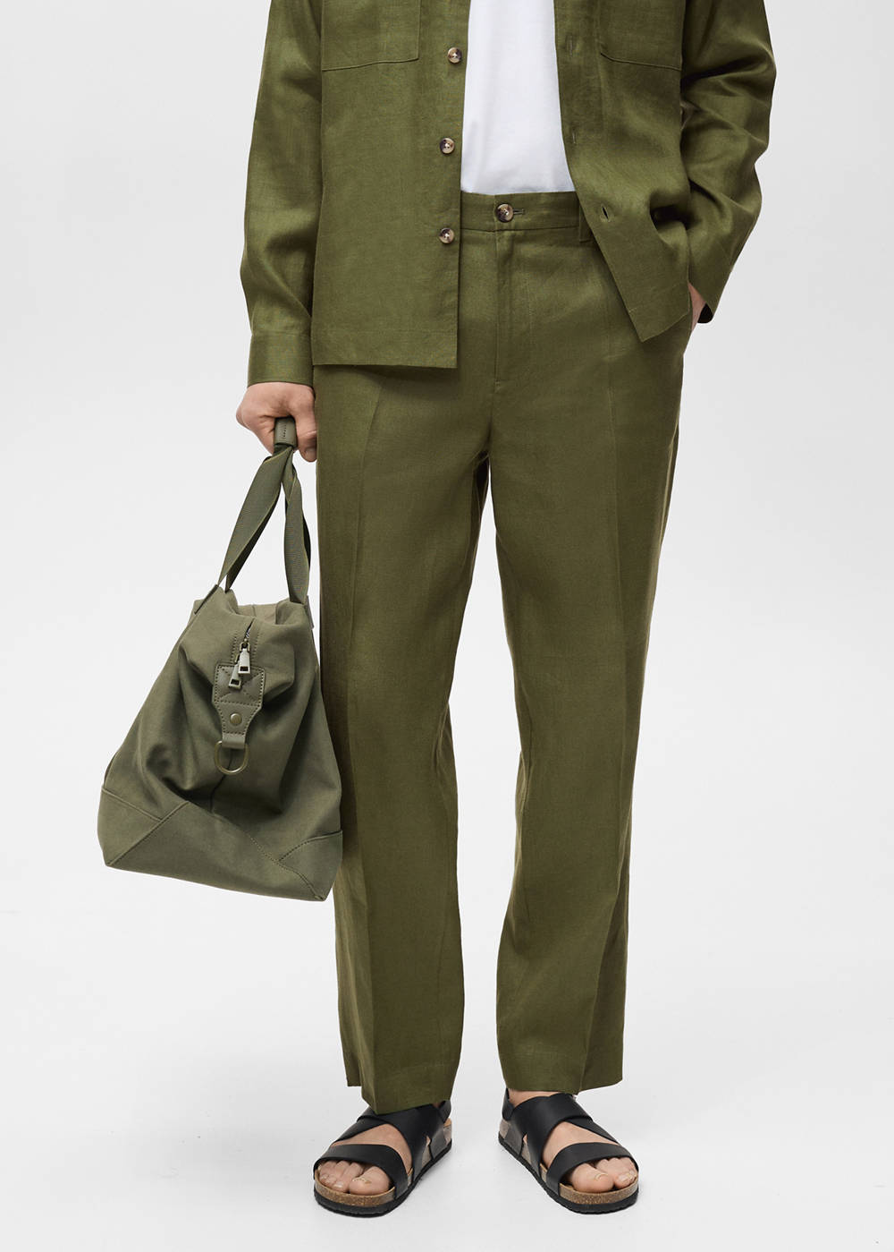 100% linen regular-fit trousers