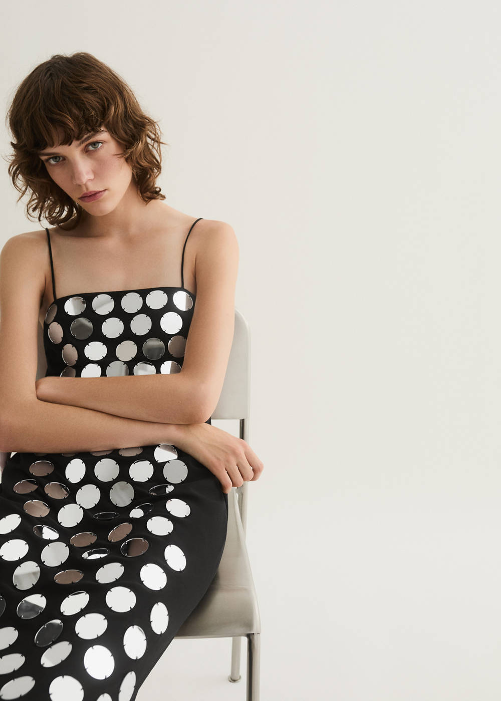Dress with mirrors and back opening